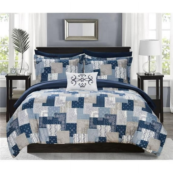 Chic Home Maureen 8 Piece Reversible Comforter Set Patchwork Bohemian ...