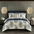 thumbnail image 1 of Chic Home Mckenna 12-Piece Reversible Paisley Comforter Set, King, Navy, 1 of 11