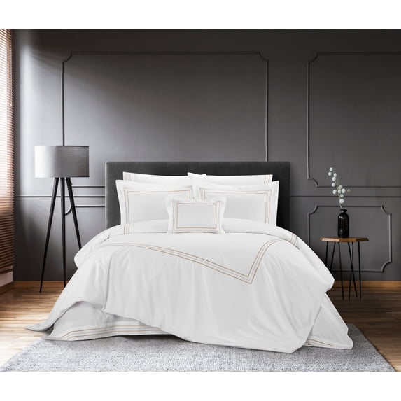 Chic Home Miliani 4-Piece Solid Color Cotton Comforter Set, Queen, Gold