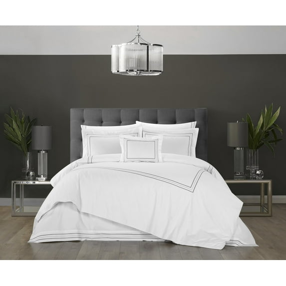 Chic Home Miliani 4-Piece Solid Color Cotton Comforter Set, Queen, Grey