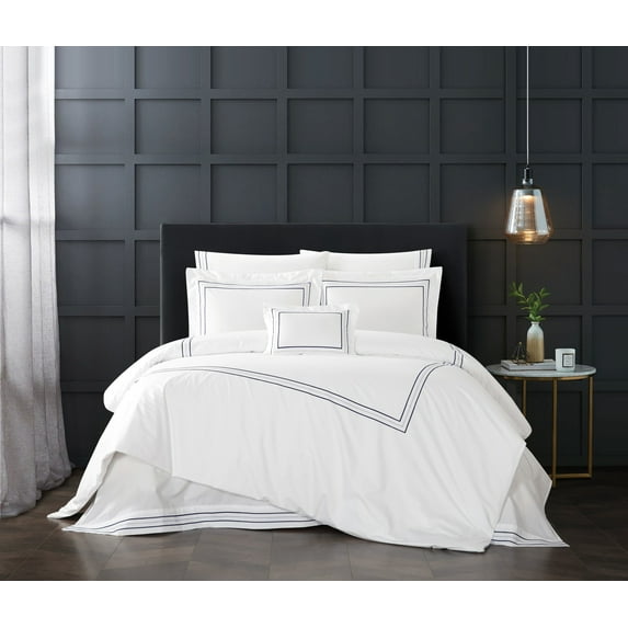 Chic Home Miliani 8-Piece Solid Color Cotton Comforter Set, Queen, Blue