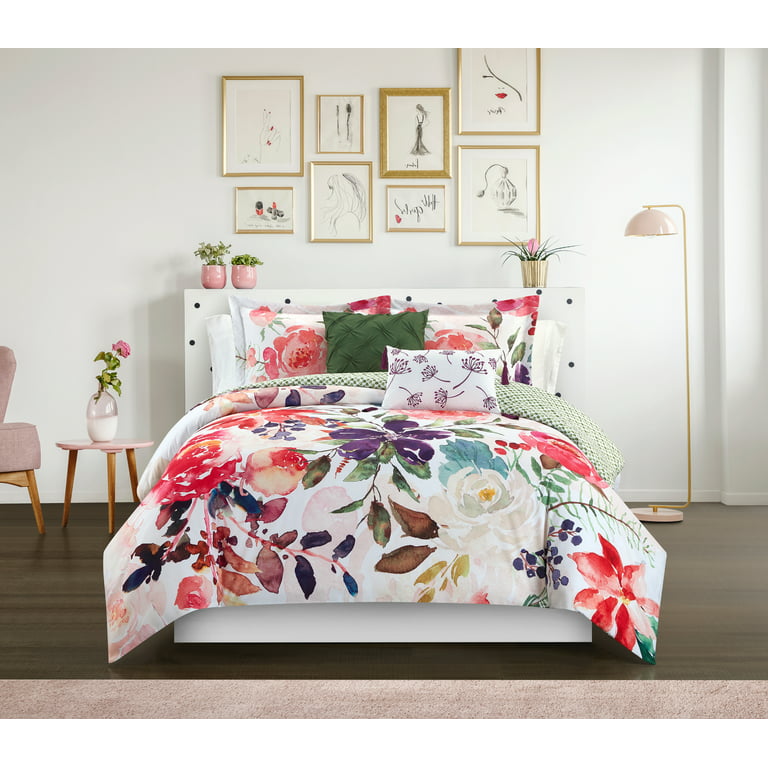 Chic Home Modern Floral 9 Piece Comforter Sets, Queen