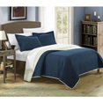 thumbnail image 1 of Chic Home Modern Navy Microfiber Quilt Set - Reversible, 1 of 3