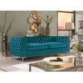 thumbnail image 1 of Chic Home Monet Modern Contemporary Velvet&nbsp;Button Tufted with Silver Nailhead Trim Silvertone Metal Leg Sofa, Teal, 1 of 2