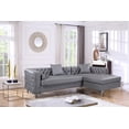 thumbnail image 1 of Chic Home Monet PU Leather Modern Contemporary Button Tufted with Silver Nail head Trim Silver tone Metal Y-leg Left Facing Sectional Sofa, Grey, 1 of 7