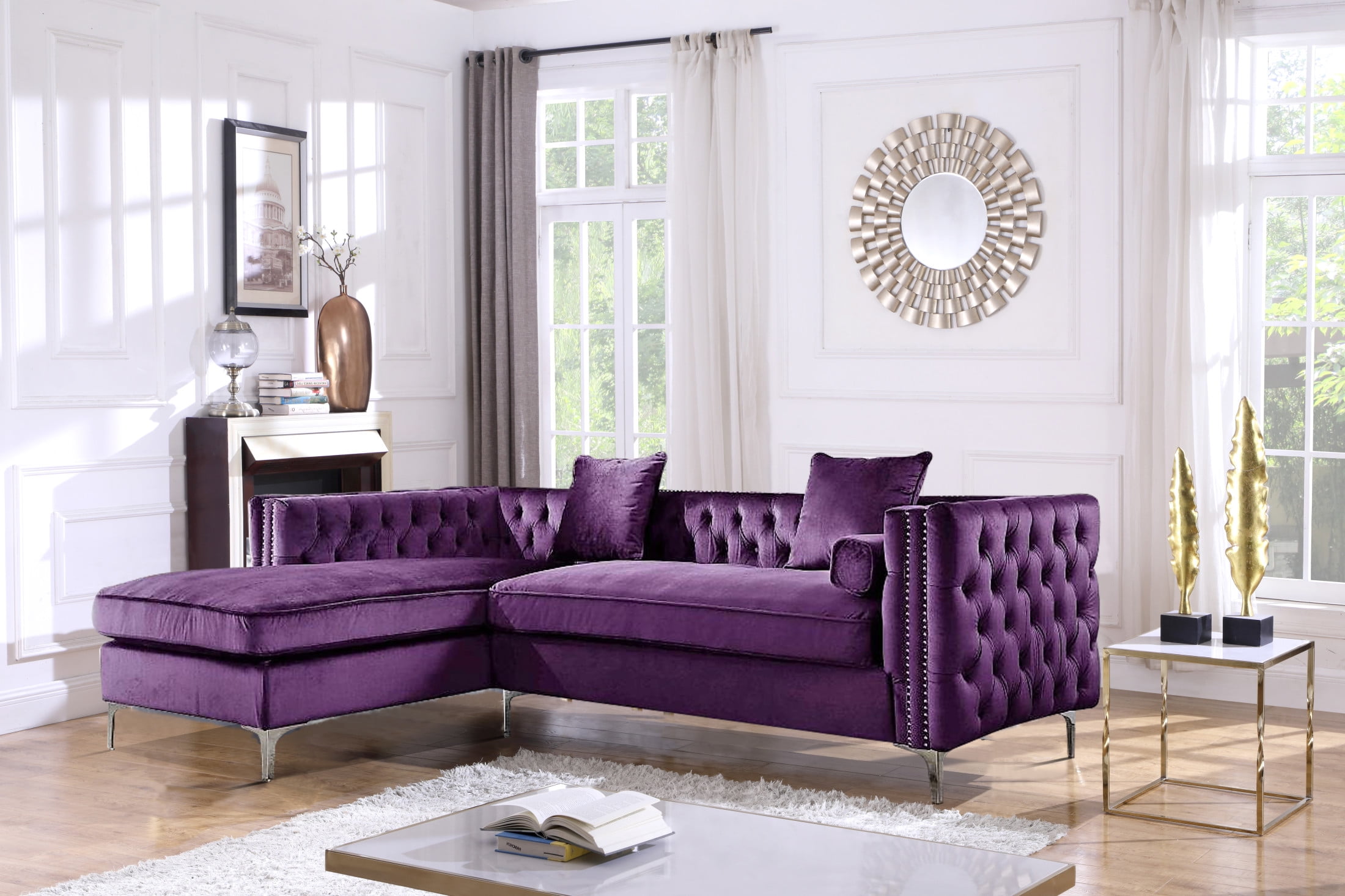 Chic Home Monet Velvet Modern Contemporary Button Tufted with