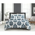 thumbnail image 1 of Chic Home Morris 5 Piece Quilt Set Large Scale Floral Medallion Print Design Bed In A Bag Bedding - Sheets Pillowcase Pillow Sham Included, Twin, Blue, 1 of 2