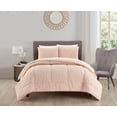 thumbnail image 1 of Chic Home Pacifica Comforter Set Textured Geometric Pattern Faux Rabbit Fur Micro-Mink Backing Bed In A Bag Bedding - Sheets Pillowcases Pillow Shams Included - 7 Piece - King 104x92", Blush, 1 of 5
