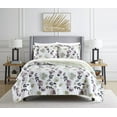 thumbnail image 1 of Chic Home Parson Green 5 Piece Quilt Set Reversible Watercolor Floral Print Striped Pattern Design Bedding - Sheets Pillowcase Pillow Sham Included, Twin XL, Multi-color, 1 of 2