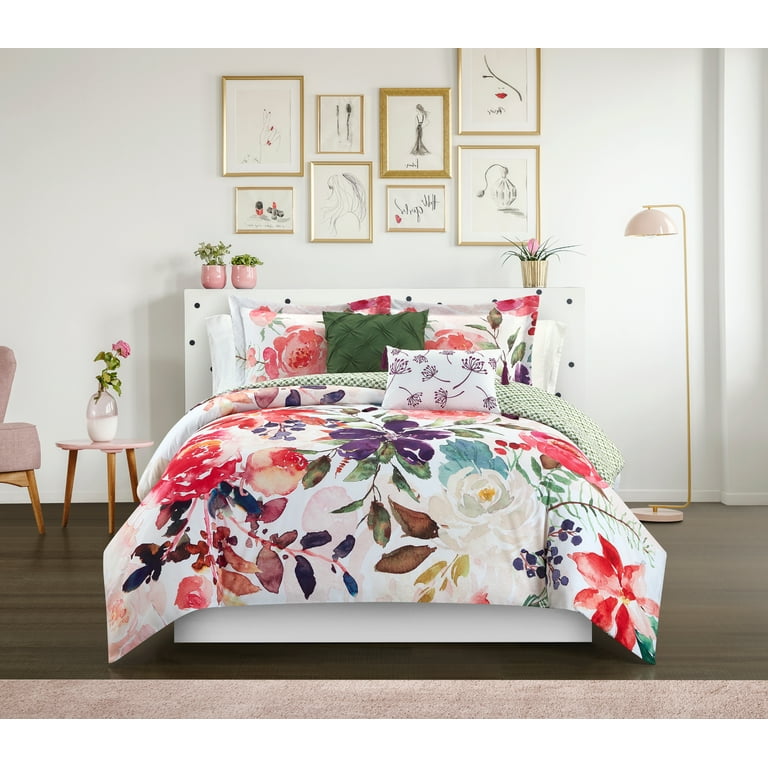 Free Shipping Chic Home Philena 5 Piece Reversible Floral Comforter Set King Multi Colored Walmart
