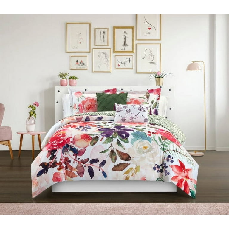 Chic Home Philena 5-Piece Reversible Floral Comforter Set, Queen, Multi  Color