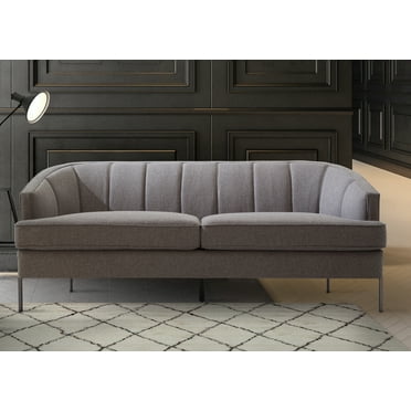 Chic Home Philo Sofa Barrel Back Linen-Textured Upholstery Vertical Channel-Quilted