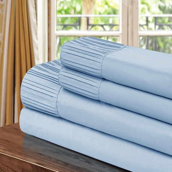 Chic Home Pleated Microfiber Sheet Blue -