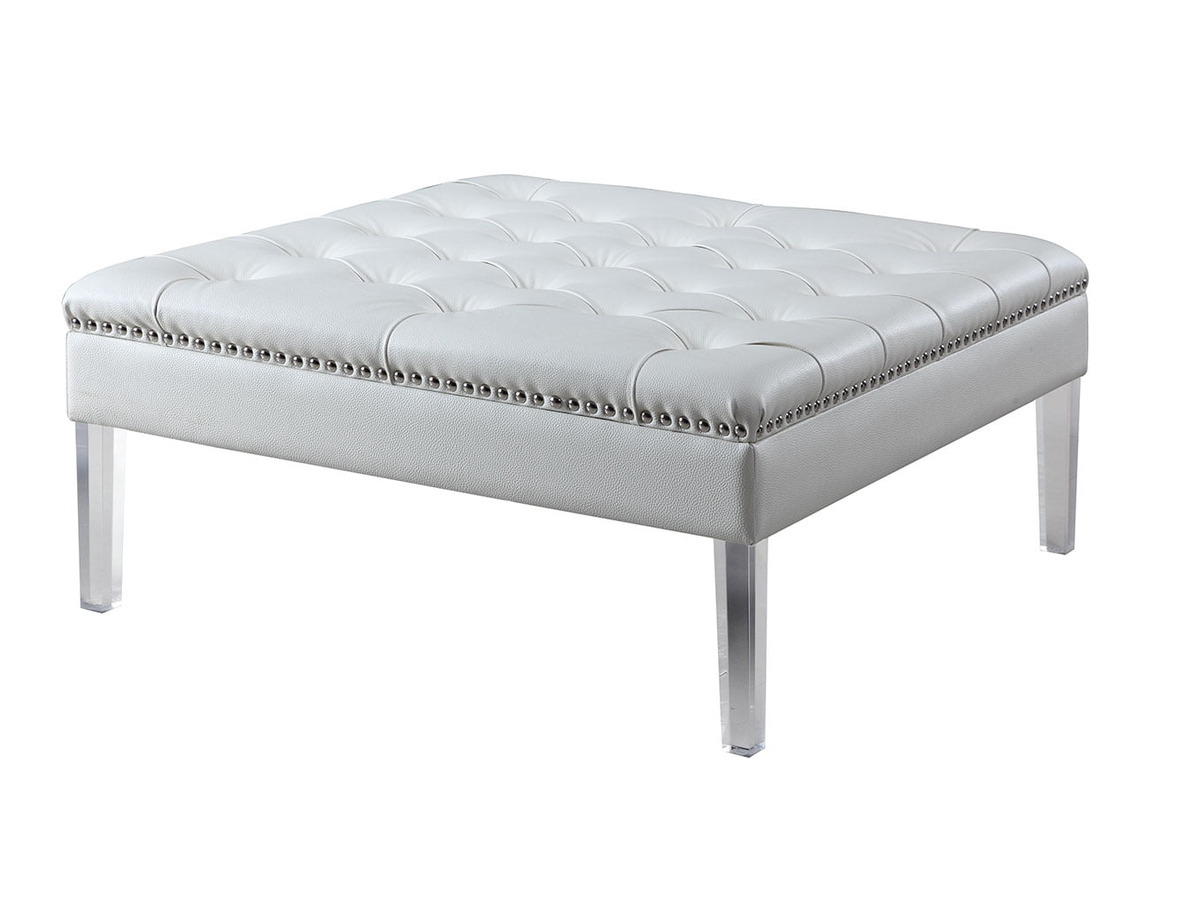 Chic Home Poe PU Leather Modern Contemporary Button Tufted Clear ...