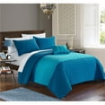 thumbnail image 1 of Chic Home QS1988-BIB-US 8 Piece Ellias Geometric Quilting Embroidery Queen Quilt Set, Teal with White Sheets, 1 of 1