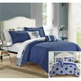 thumbnail image 1 of Chic Home QS4244-BIB-US 9 Piece Waneta Hexagon Quilted Embroidered with Contemporary Reversible Printed Backside Queen Quilt Set, Navy, 1 of 1