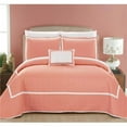 thumbnail image 1 of Chic Home QS4899 Xavier 6 Piece Hotel Collection Two Tone Banded Geometric Quilt Cover Set - Coral Red, Twin Size, 1 of 1
