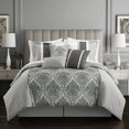 thumbnail image 1 of Chic Home Roxette 11-Piece Reversible Geometric Comforter Set, King, Gray, 1 of 2