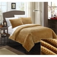 thumbnail image 1 of Chic Home SB1687-US 3 Piece Sofia Ultra Plush Micro Mink Waffle Textured Full & Queen Blanket & Shams Set, Camel, 1 of 1