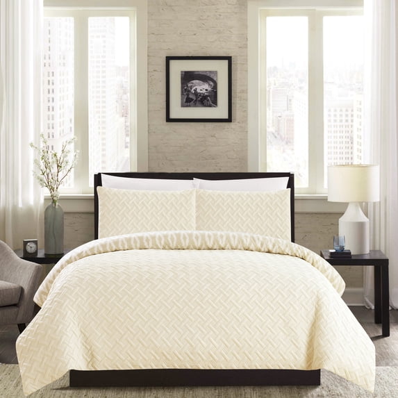 Chic Home Sabina 2-Piece Reversible Geometric Comforter Set, Twin, Beige