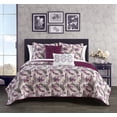 thumbnail image 1 of Chic Home Serra 7-Piece Reversible Leaf Design Quilt Set, Twin XL, Purple, 1 of 2