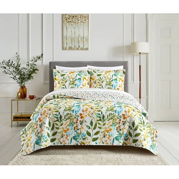 Chic Home Sharel 7-Piece Floral Quilt Set, King, Multi Color