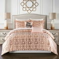 thumbnail image 1 of Chic Home Shefield Comforter Set Geometric Gold Tone Metallic Lattice Pattern Print Bedding - Decorative Pillows Shams Included - Blush, 1 of 5
