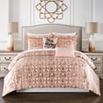 thumbnail image 1 of Chic Home Shefield 4 Piece Comforter Set Geometric Gold Tone Metallic Lattice Pattern Print Bedding - Decorative Pillows Sham Included, Twin Blush, 1 of 2