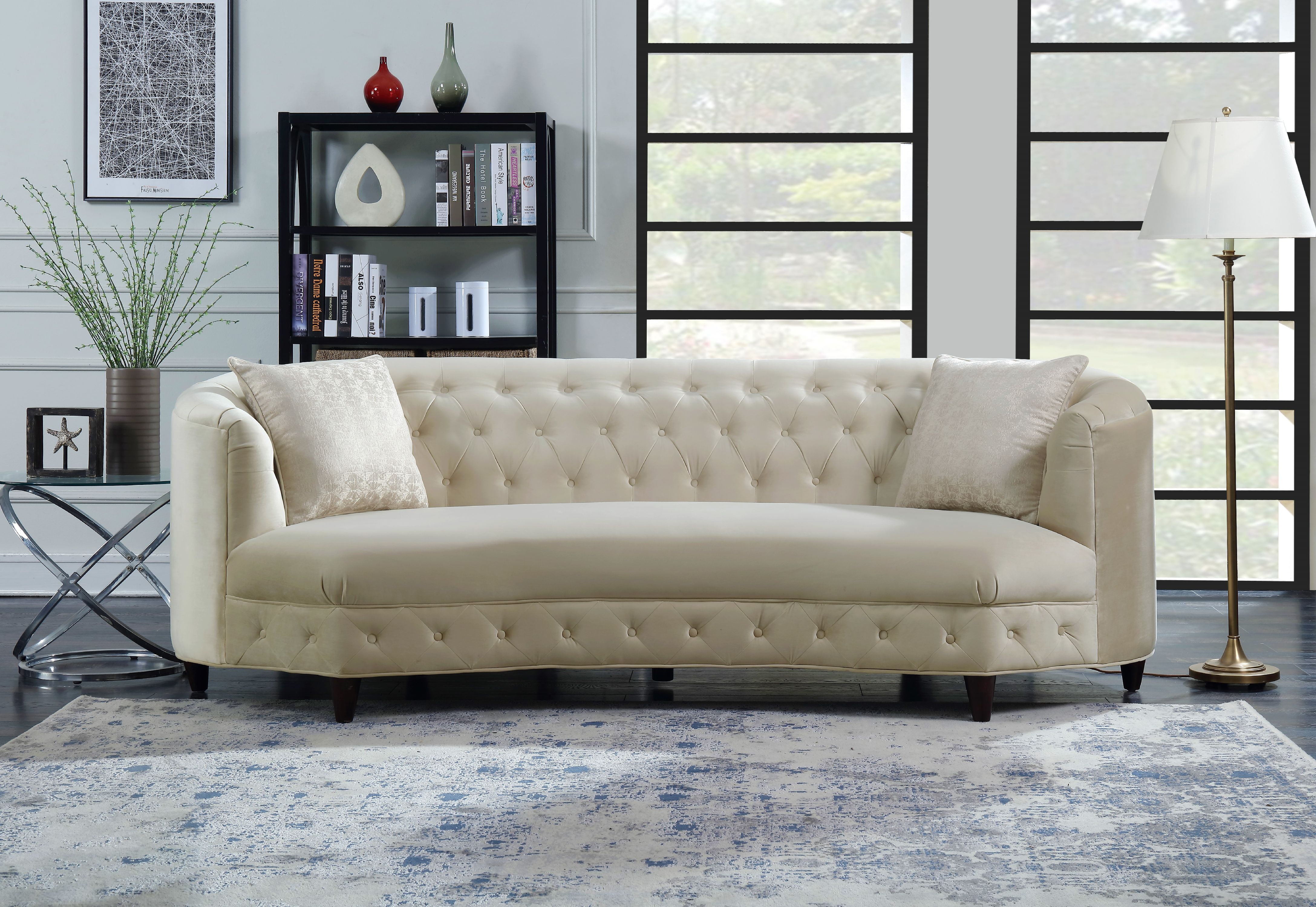 Chic Home Tamika Kidney Shaped Club Sofa Tufted Velvet Down Mix