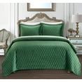 thumbnail image 1 of Chic Home Tiana 3-Piece Geometric Quilt Set, Queen, Green, 1 of 5