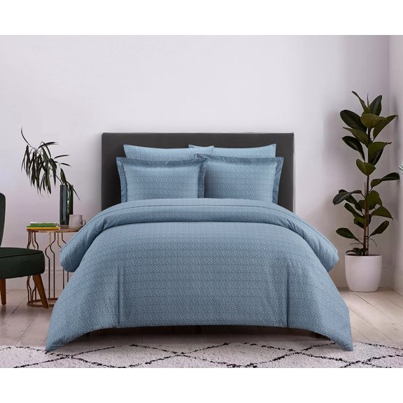 Chic Home Tyson 7 Piece Duvet Cover Set Contemporary Solid Color Shell With White Spots Animal Pattern Print Design Bed In A Bag Bedding - Sheets Pillowcases Pillow Shams Included, King, Blue