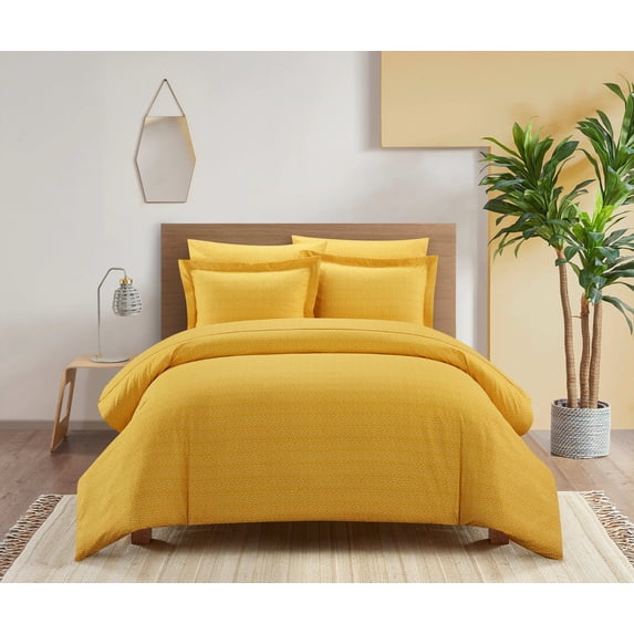 Chic Home Tyson 7 Piece Duvet Cover Set Contemporary Solid Color Shell With White Spots Animal Pattern Print Design Bed In A Bag Bedding - Sheets Pillowcases Pillow Shams Included, King, Yellow