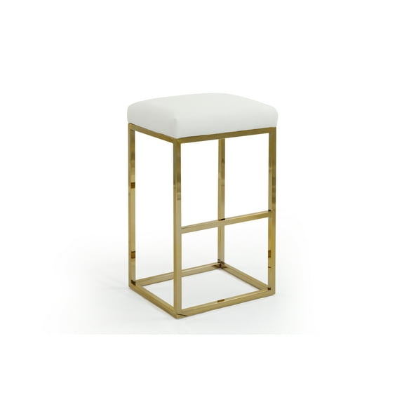 Chic Home Valerie Bar Stool Chair PU Leather Upholstered Seat Backless Design, White