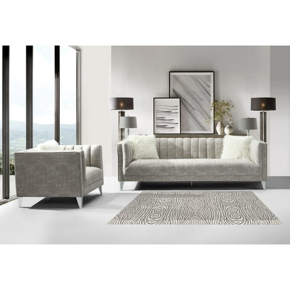 Chic Home Versailles Sofa Textured Fabric Quilted Couch