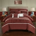 thumbnail image 1 of Chic Home Wanda 10-Piece Ruffled Comforter Set, Queen, Brick, Microfiber, 1 of 2