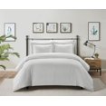 thumbnail image 1 of Chic Home Wesley Duvet Cover Set Contemporary Solid White With Dot Striped Pattern Print Design Bed In A Bag Bedding - Sheets Pillowcases Pillow Shams Included - 7 Piece - King 104x90", Green, 1 of 4