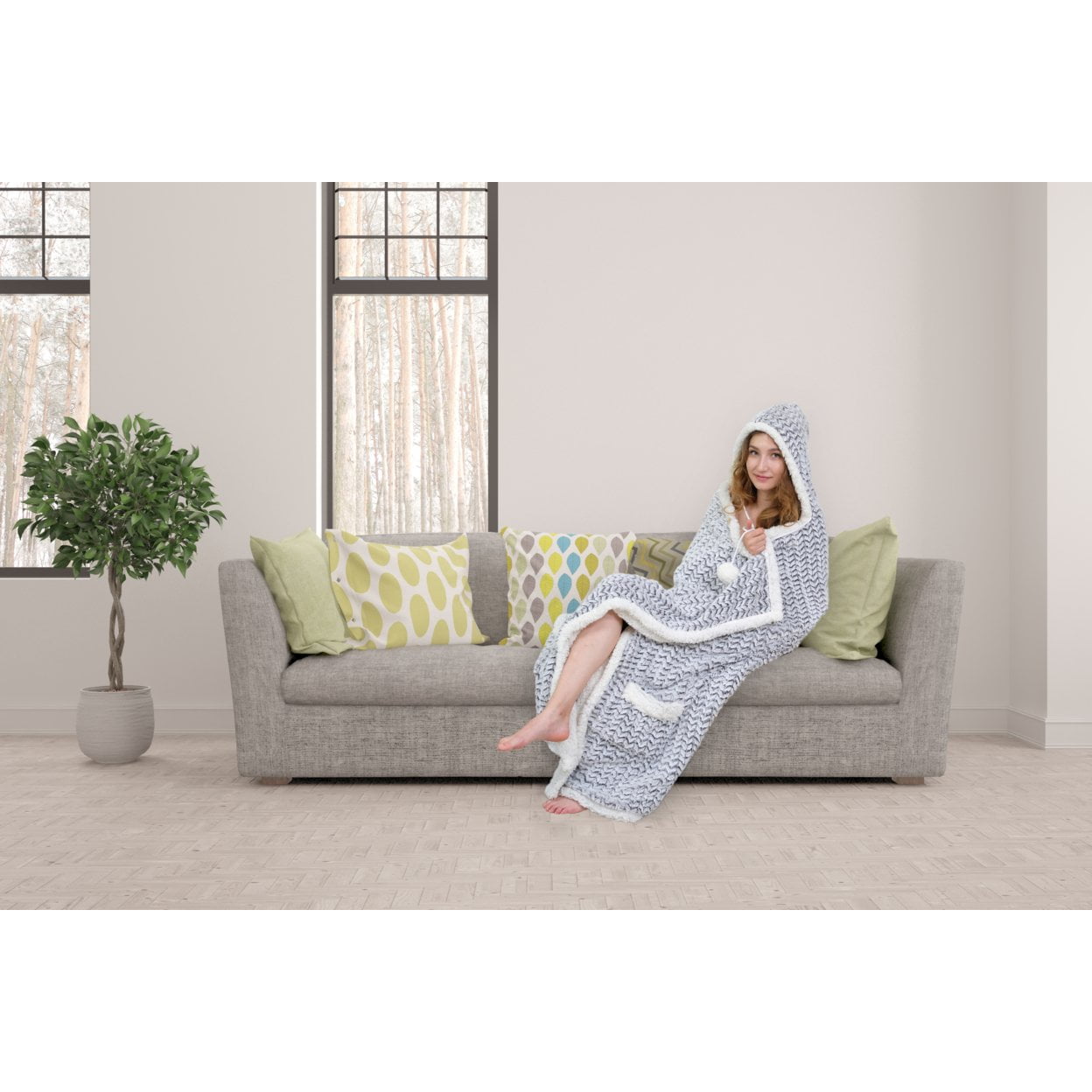 Chic Home Women's SherpaLined Animal Print Hooded Robe, Multiple