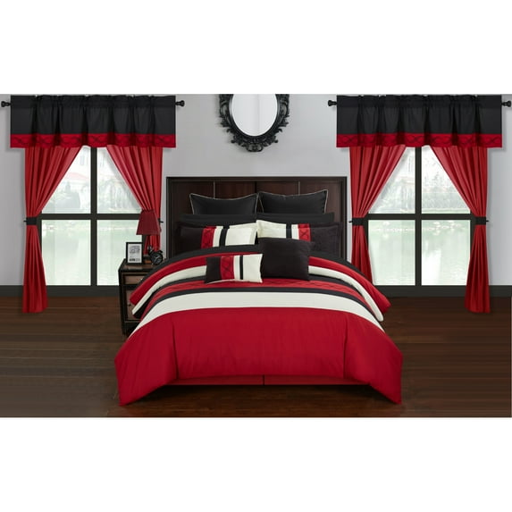 Chic Home Yair 24 Piece Comforter Set Color Block Embroidered Design Complete Bed in a Bag Bedding