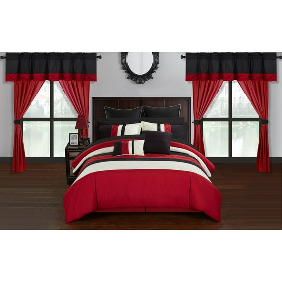 Chic Home Yair 24 Piece Comforter Set Color Block Embroidered Design Complete Bed in a Bag Bedding