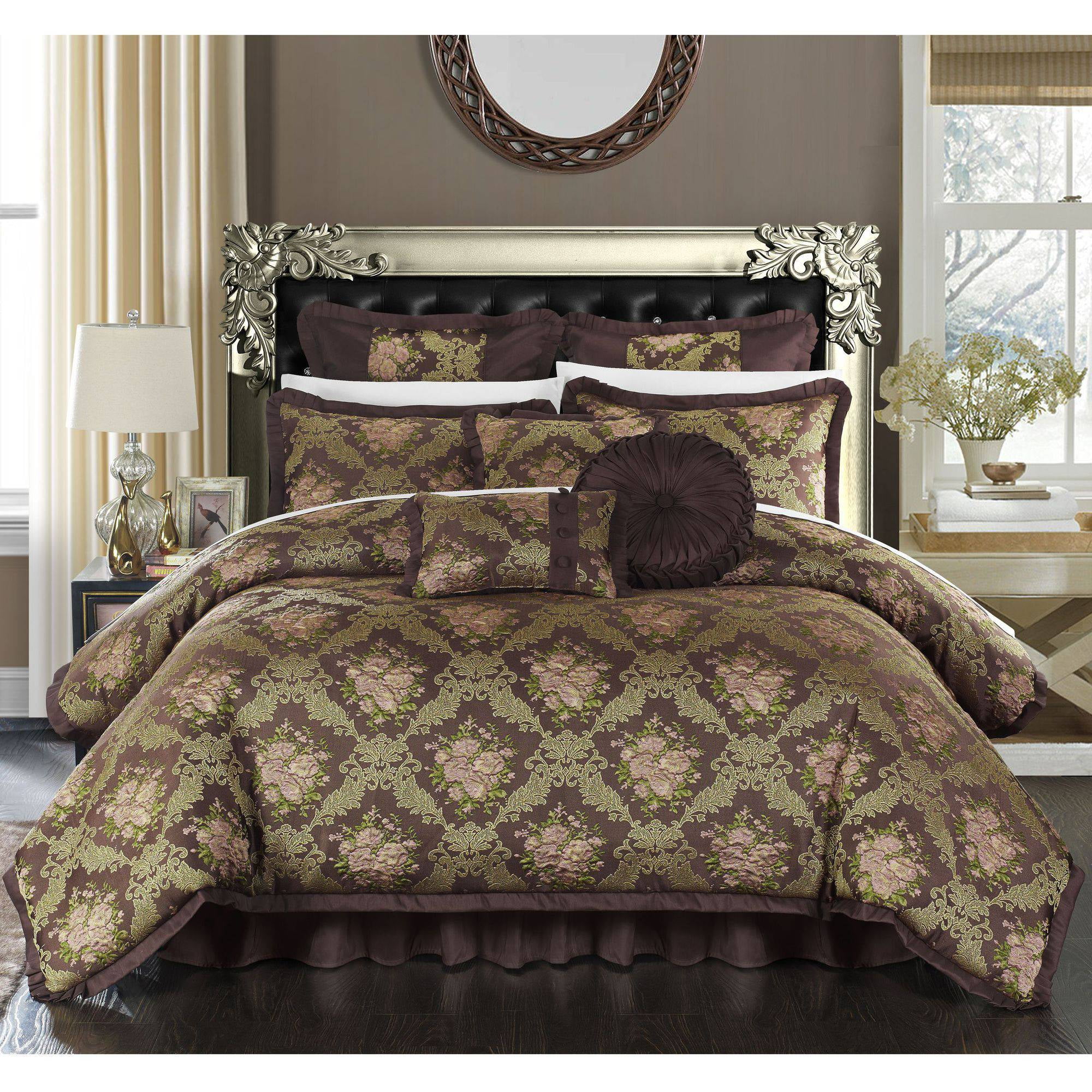 Chic Home Luxury Bedding Set- Faux Silk Luxury Jacquard Bedding Set an