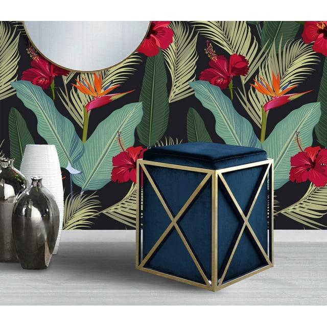 Chic Home Zeleeka Ottoman Brass Finished Stainless Steel X Frame Square