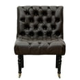 thumbnail image 1 of Chic Home Zeppelin PU Leather Modern Contemporary Armless Button Tufted Solid Oak Front Castered Legs Accent Chair, Dark Brown, 1 of 2