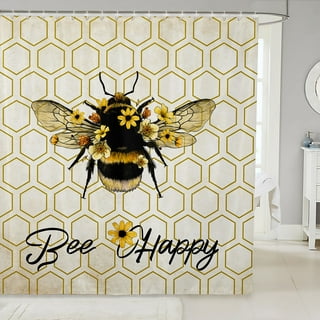 Cynlon Yellow Pattern Cute Bumble Bee Blue Black Custom Bees Bathroom Decor Bath Shower Curtain 60x72 inch