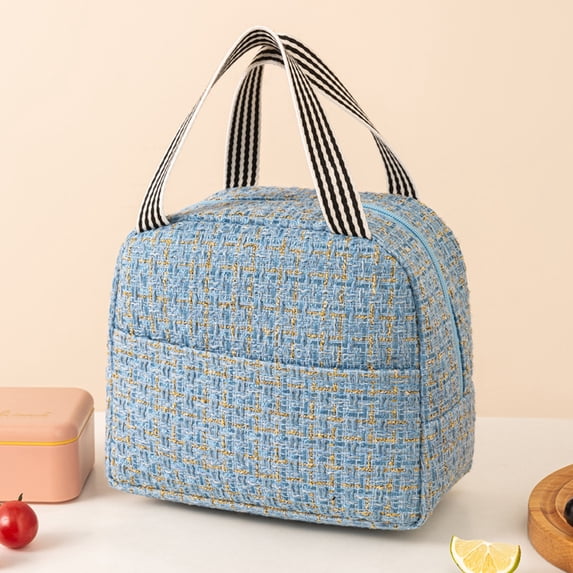 Chic Insulated Lunch Bag Portable Bento Tote With Thermal Lining Large Capacity Food Storage Carrier For Office Work Commute Picnic And Everyday Meal Storage