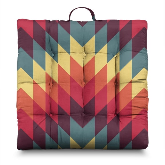 Chic Japanese-Style Floor Pillow - Aesthetic Tatami Mat Seat with Geometric Pattern - Fluffy & Resilient Meditation Cushion for Home Decor