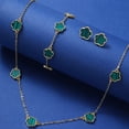 thumbnail image 1 of Chic Jewelry Set Trendy Lucky Flower Design Multi Colors For U To Choose Match Daily Outfits(1 Pair Of Earrings + 1 Necklace + 1 Bracelet), 1 of 5