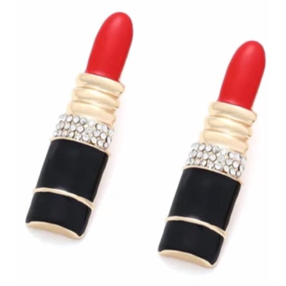 Red Lipstick Shaped Earrings for Women – Fun Statement Fashion Jewelry
