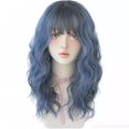 thumbnail image 1 of Chic Korean Fashion 21 Inch Long Fluffy Curly Wavy Wig Bangs, Natural Heat-Resistant Synthetic Hair Wigs with Fringe For Cosplay and Daily Wear (Blue Ombre), 1 of 6