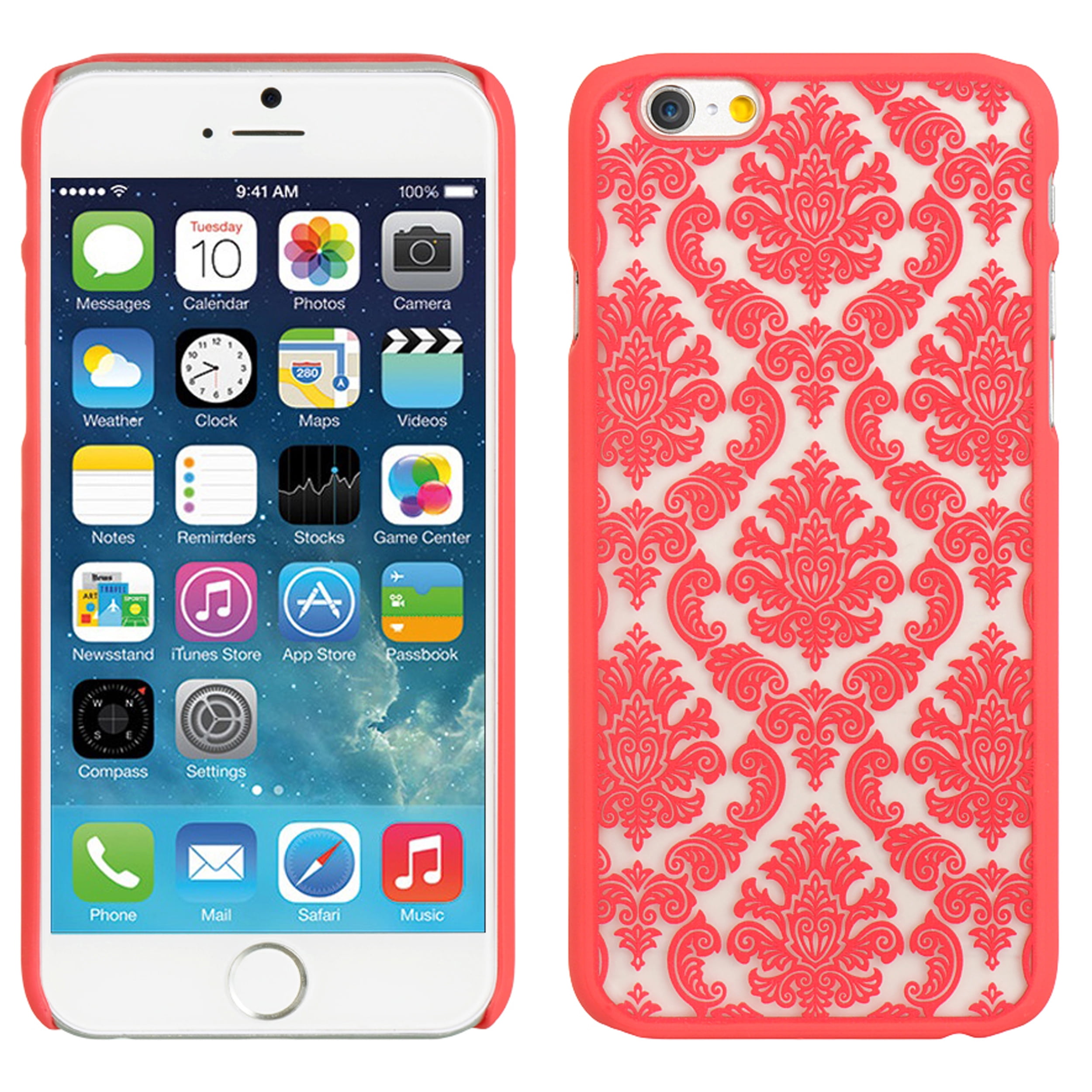 Chic Lacey Design Snap-On Case For Apple iPhone 6 / 6S TPU Skin Cover With Precision Cutouts For Camera, Buttons, And Ports (Hot Pink)