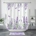 Chic Lavender Floral Bathroom Set Shower Curtain Bath Accessories and